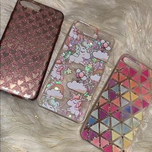2 Glitter Cases and 1 Pink Heart Case